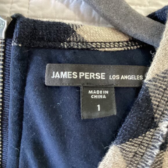 James Perse “Spiral” wool & linen blend ruched dress In navy/linen size S - Picture 4 of 16